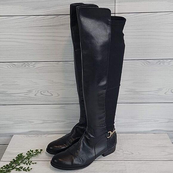 Isacc Mitzrah Imtory Black Knee-High Leather Boots Womens Size 7 - Picture 15 of 15